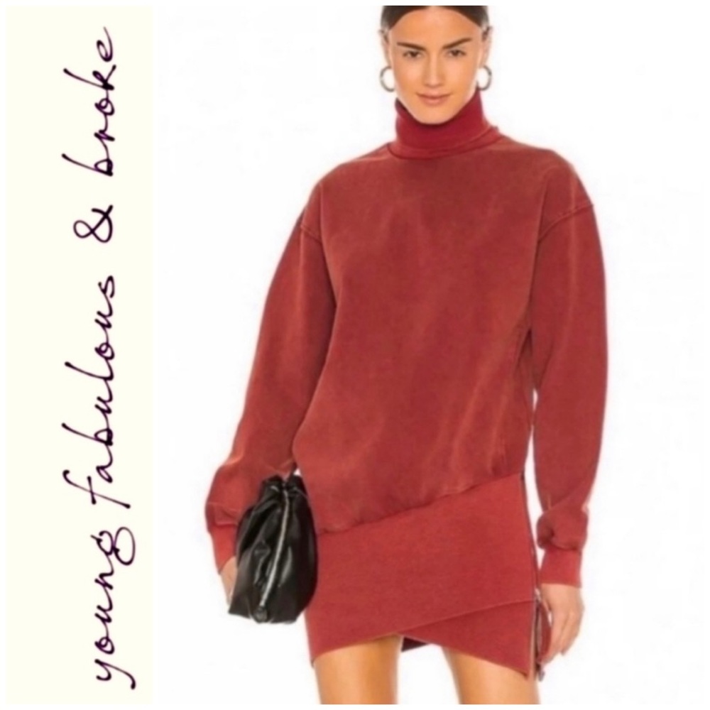 Young Fabulous & Broke Asymmetrical Zipper Hem Sweatshirt Dress Size Small NWT